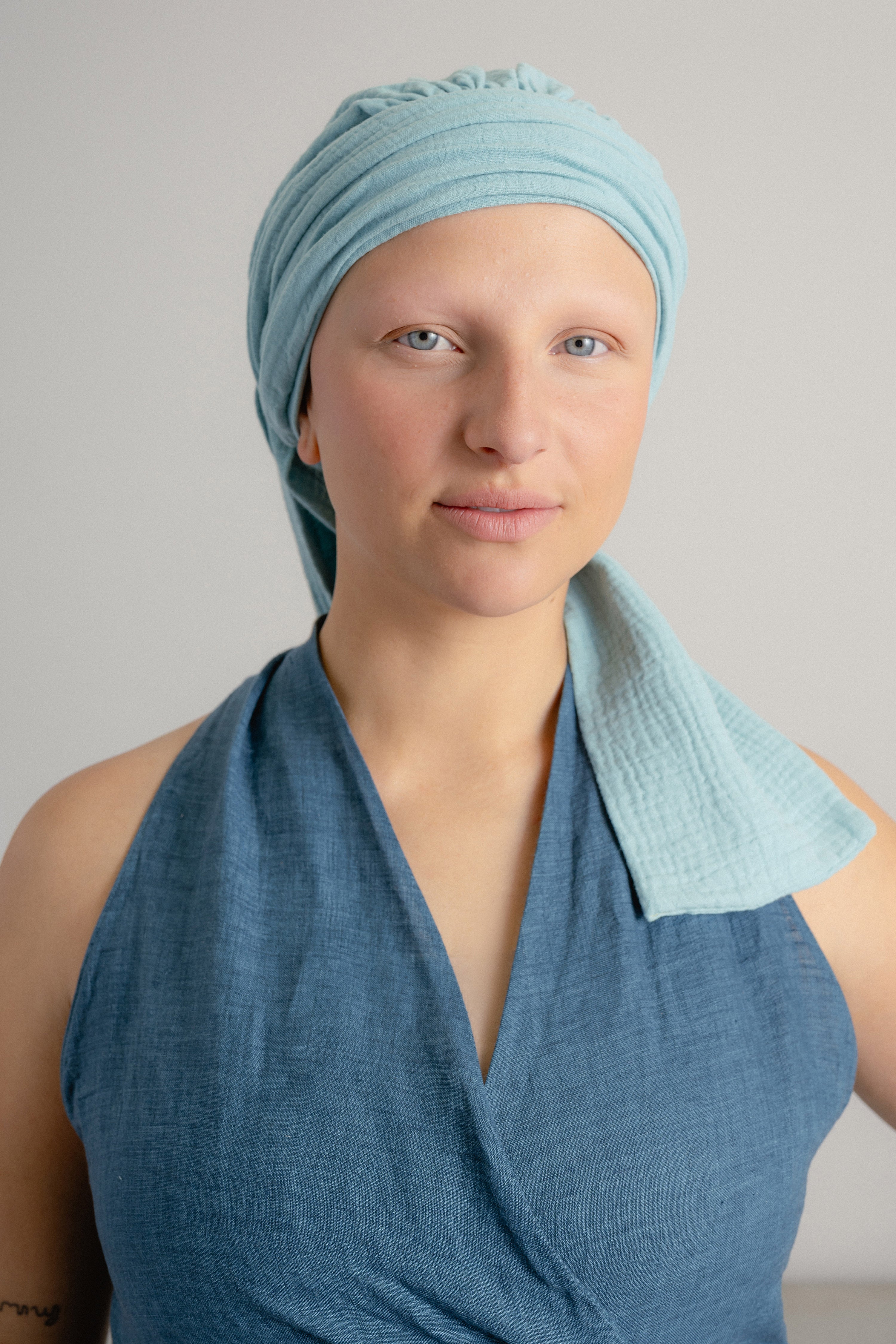 Glow Set - Bonnet et bandeau interchangeable en gaze de coton