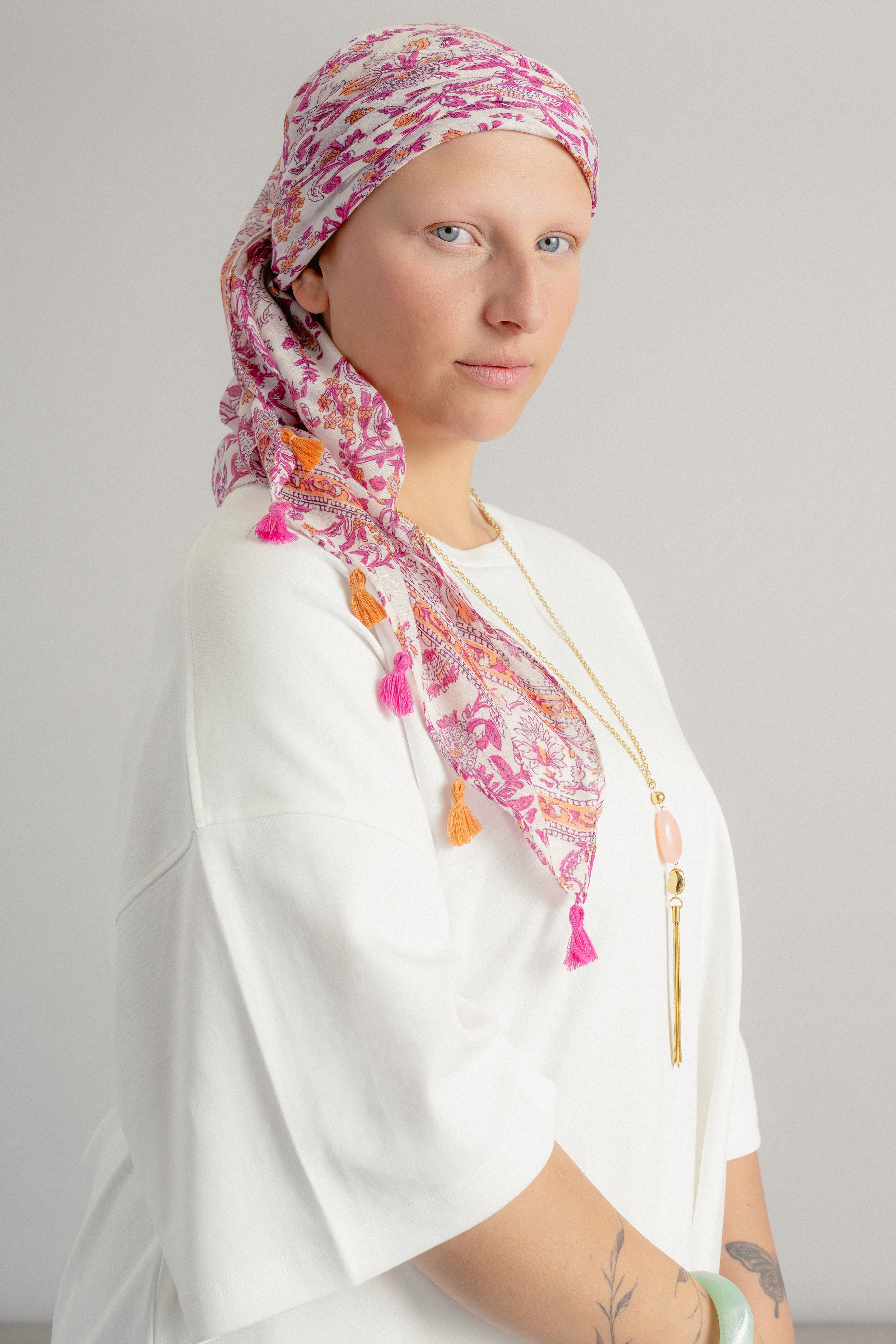 Charline – Foulard bohème noué, prêt à porter en coton