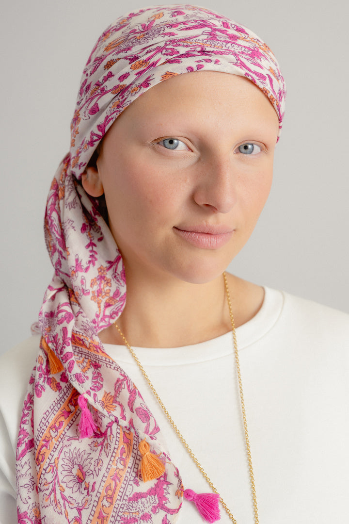 Charline – Foulard bohème noué, prêt à porter en coton