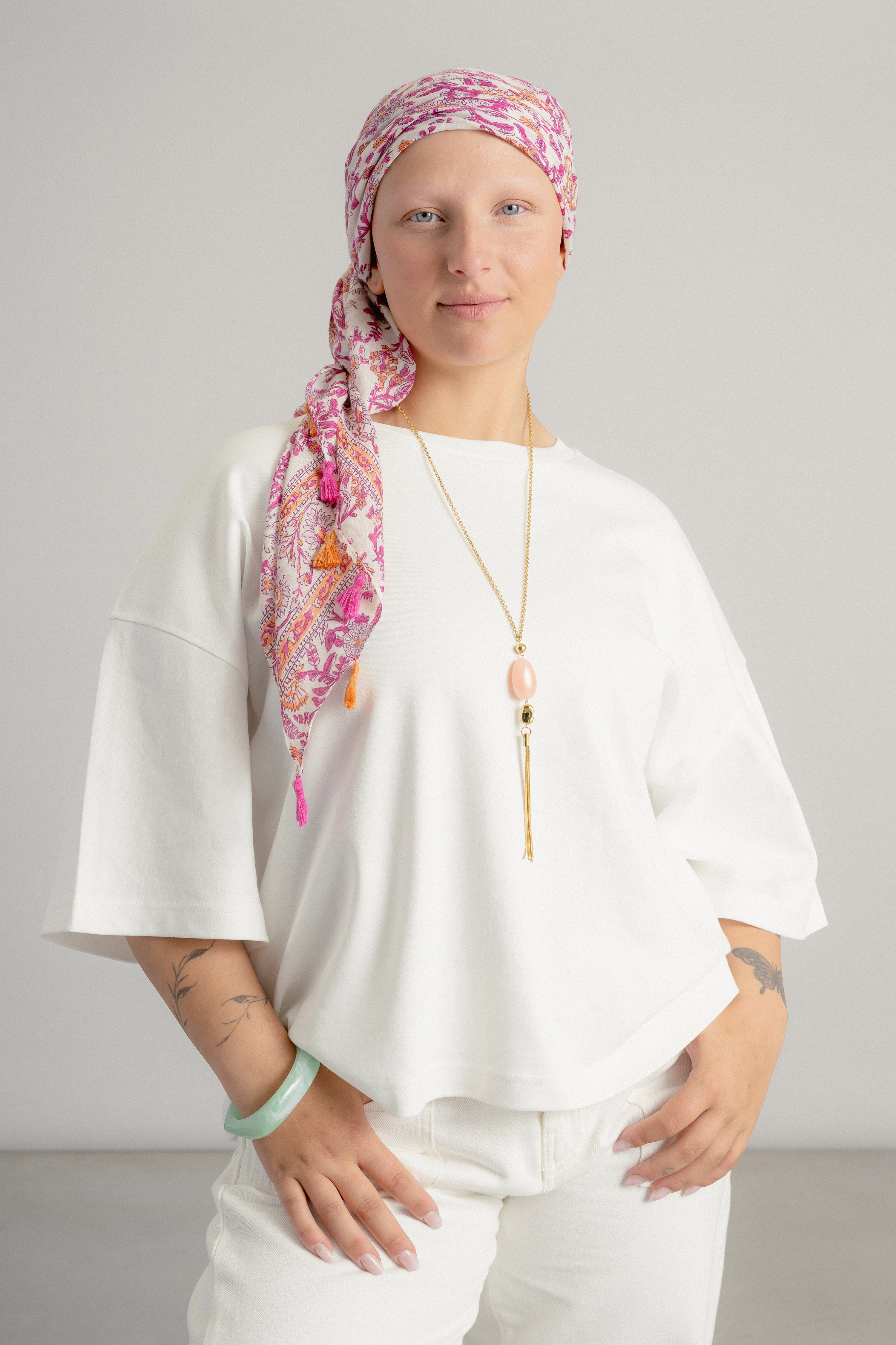 Charline – Foulard bohème noué, prêt à porter en coton