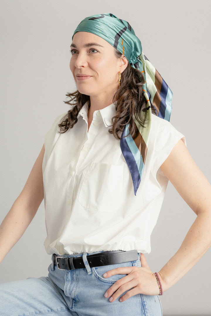 Carole - Foulard femme effet soie pré-noué, prêt à porter, élégant, chic - iconic bella