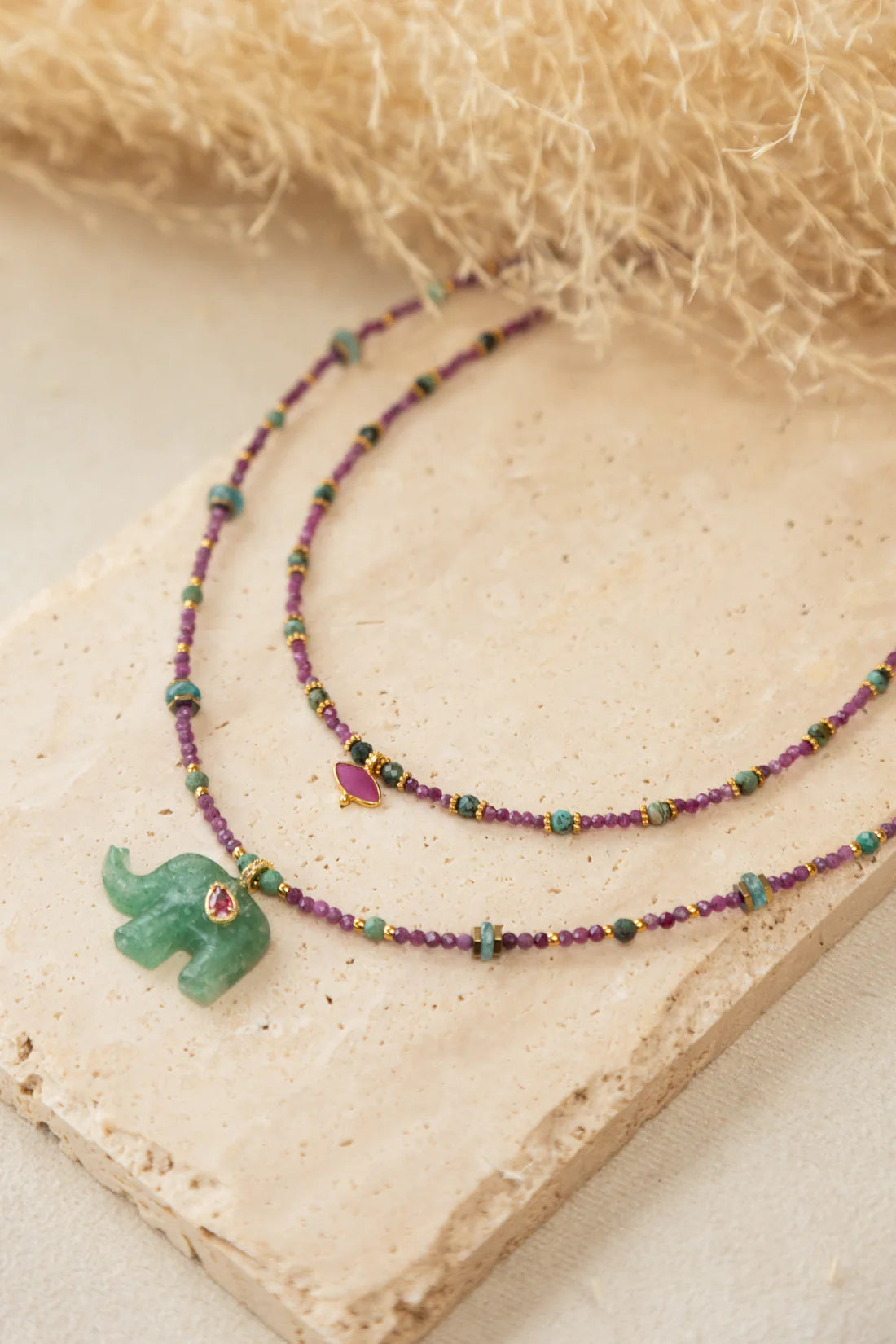 Le Collier Tessa rubis et chrysocolle by So by So Jewels