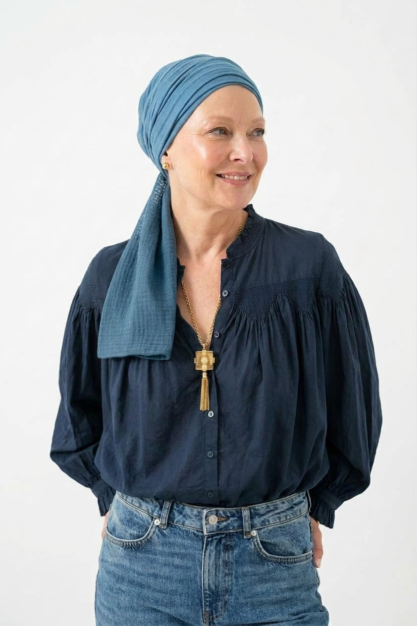 Glow Set - Bonnet et bandeau interchangeable en gaze de coton
