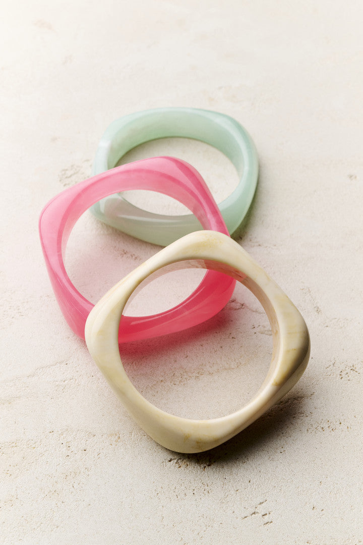 Bracelet jonc en résine marbrée coloré